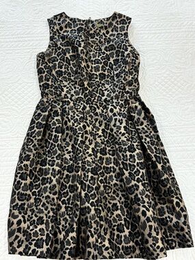 Taylor Leopard Print Fit & Flare Dress - Black and Tan
